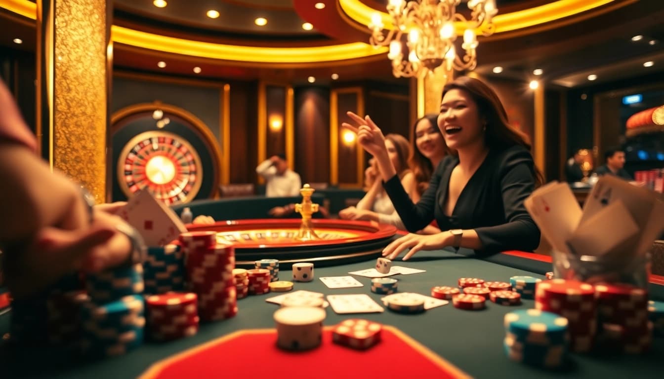 Exciting scene of a casino highlighting rr88 đăng nhập with vibrant gaming elements.