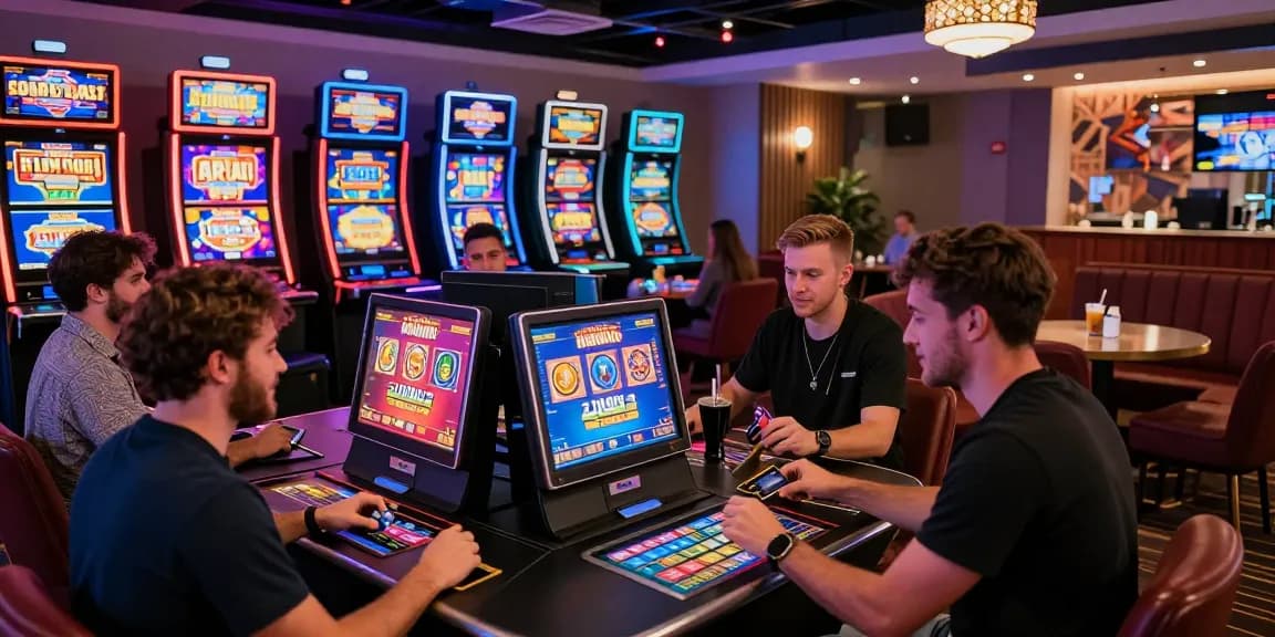 Players enjoying credit card casinos UK, engaging with live games and vibrant atmosphere.