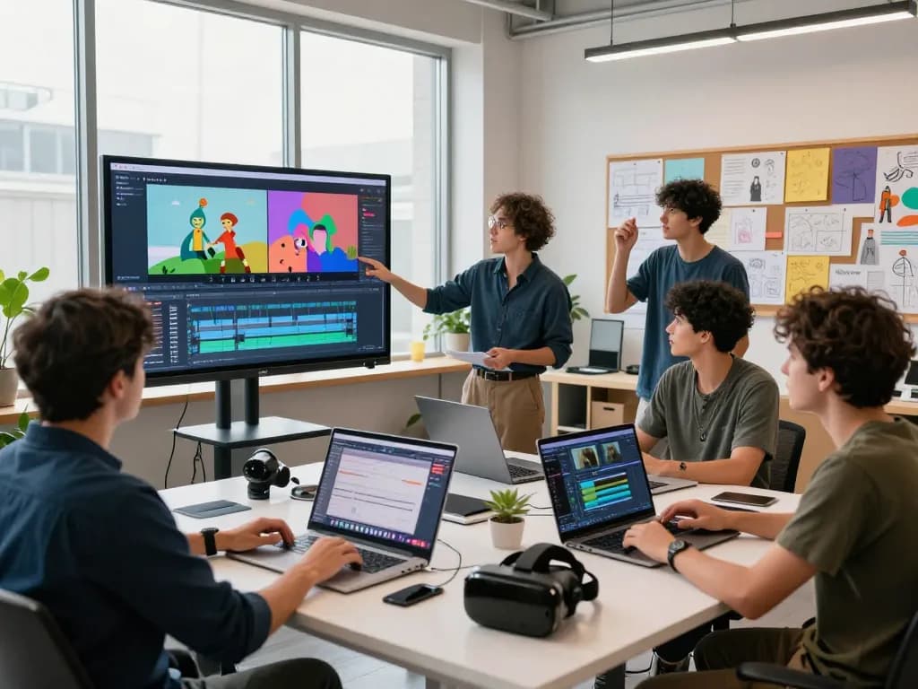 Creative video production team using seedance 2.0 platform in a modern studio workspace.