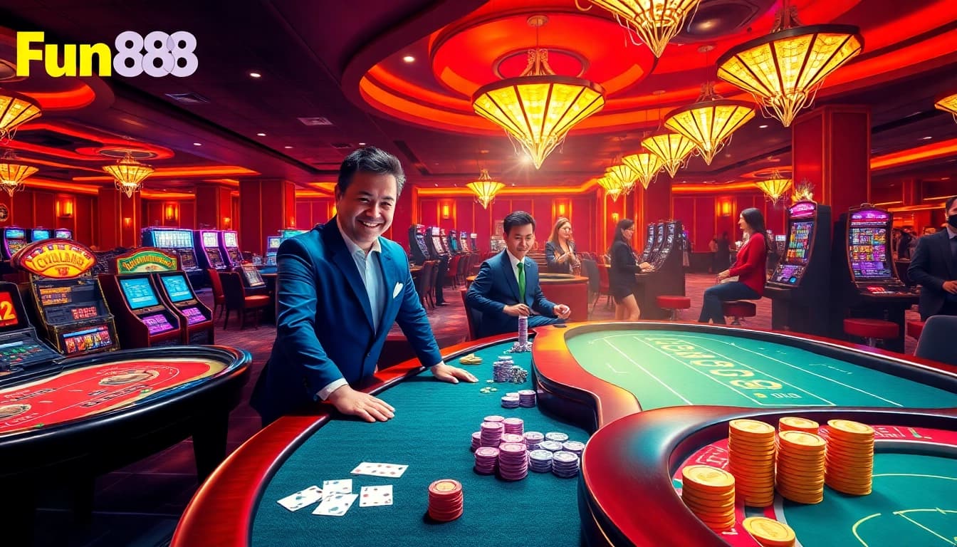 Betting excitement at Fun88 with vibrant casino tables and dynamic gameplay details.