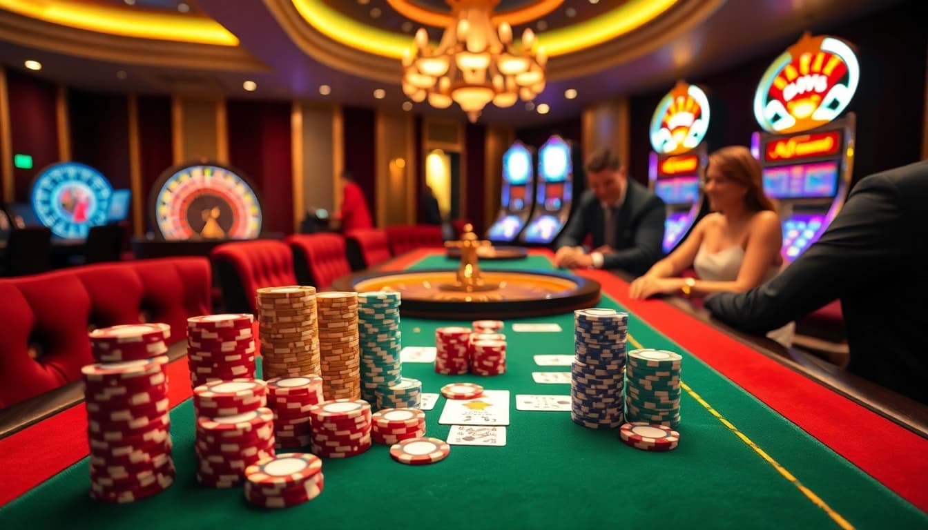 Experience high-stakes excitement at SumClub with vibrant casino visuals.