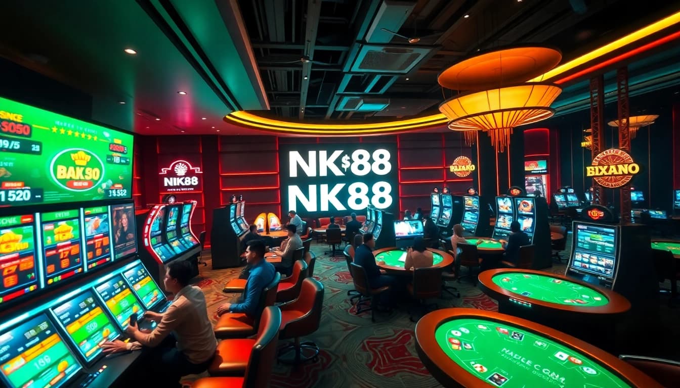 Experience the excitement of online gambling at NK88's vibrant casino scene.