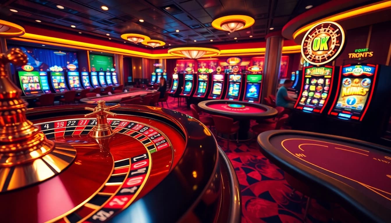 Experience the thrill at okfun casino with lively poker tables and vibrant slot machines.