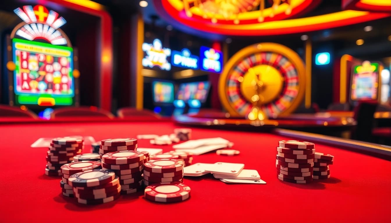 Exciting game setup with 777X poker chips and a roulette wheel, embodying luxury and thrill.