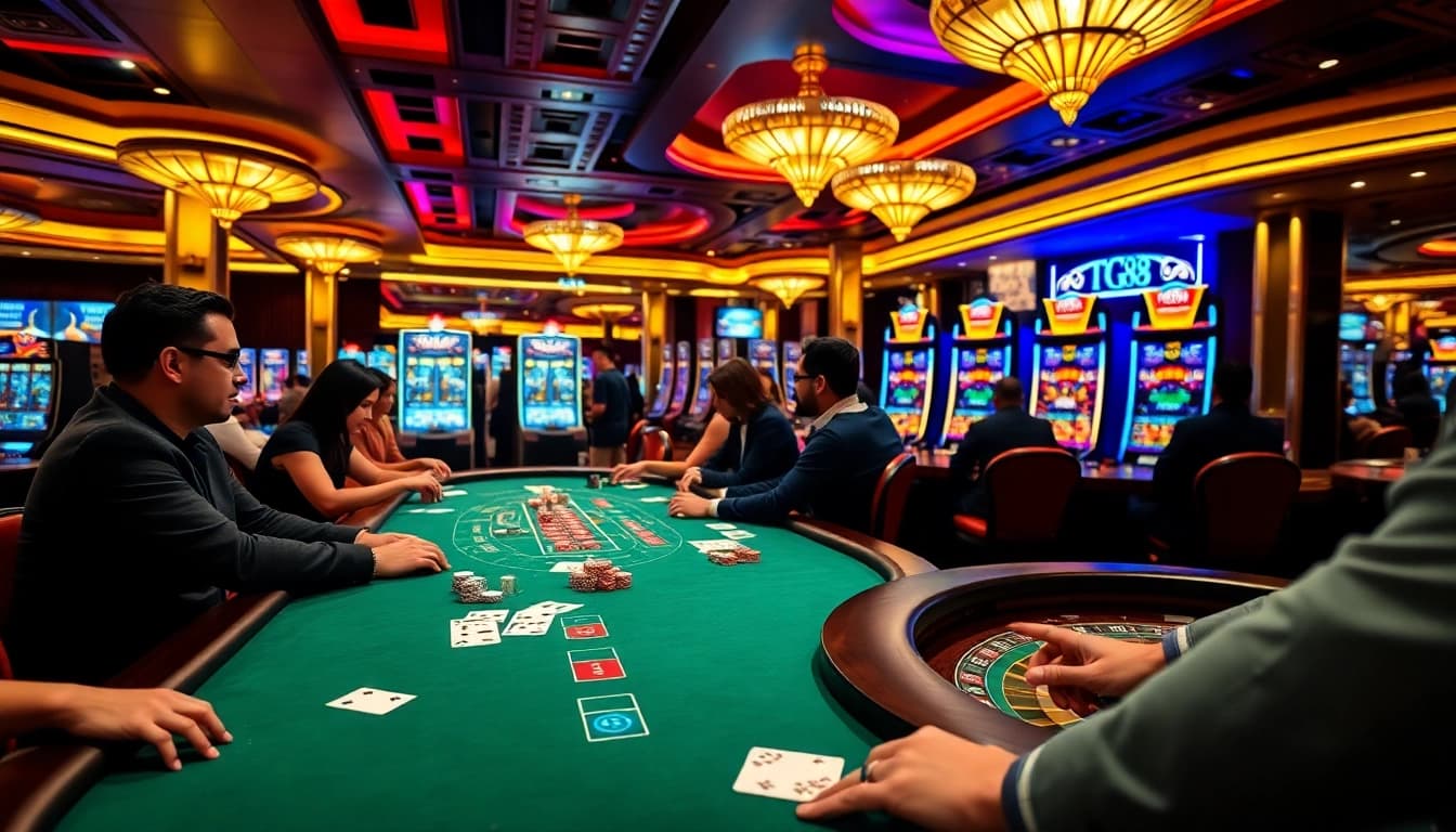 Players enjoying thrilling card games at TG88, an elite online gambling platform.