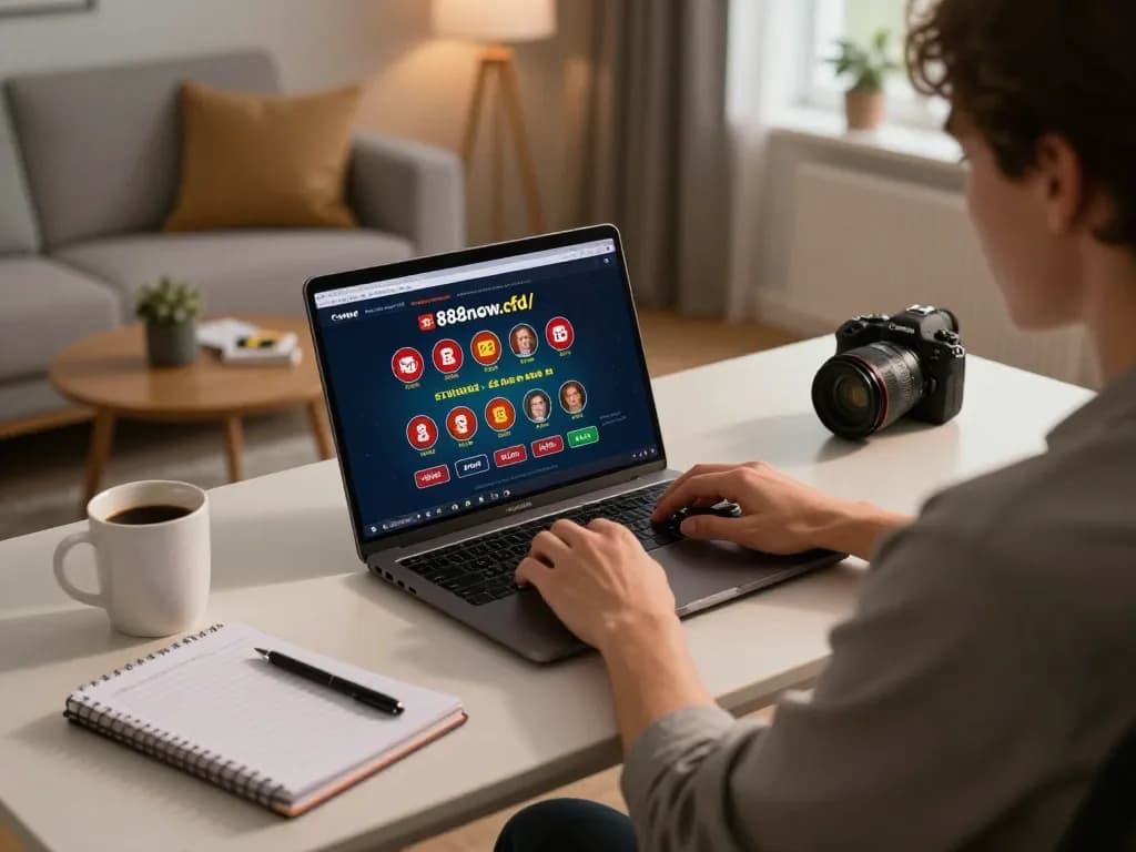 Player engaging with online casino games on https://888now.cfd/ while seated at a modern desk, showcasing a responsible gaming environment.