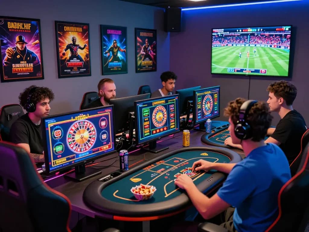 Engaging gaming atmosphere at BL555 with players enjoying online casino games in a vibrant setup.