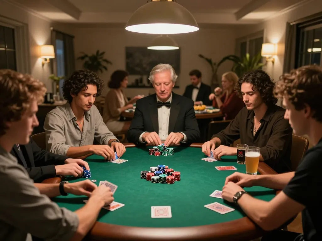 Socolive users enjoying a thrilling poker night with friends, vibrant chips, and engaging gameplay.