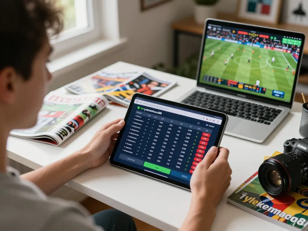 User interacting with live sports betting odds from tylekeonhacai88 on a tablet, demonstrating responsible gaming