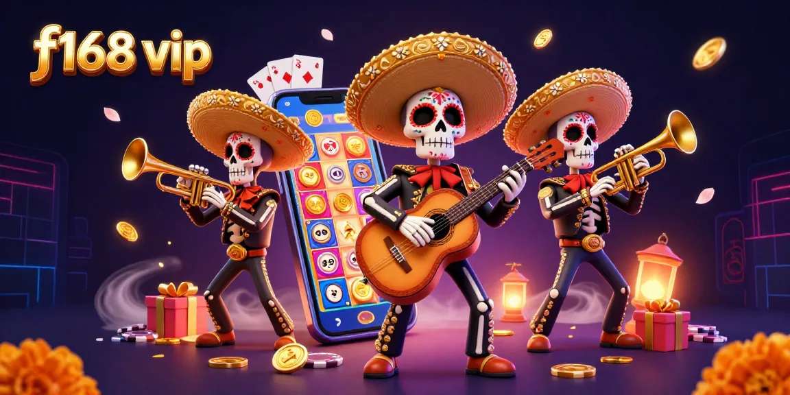 Experience the excitement of f168 vip with vibrant gaming elements and a lively mariachi band.
