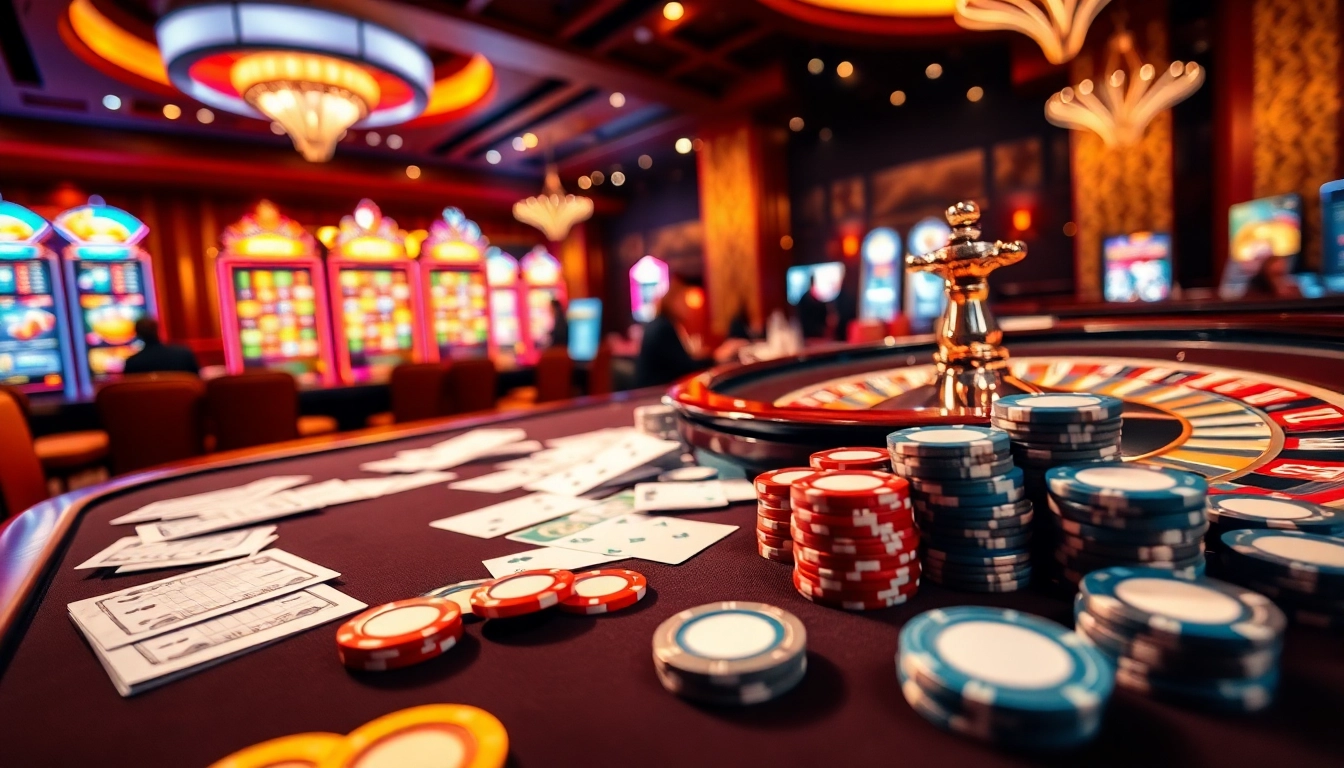 Experience the thrill of QQ88z Net with a vibrant casino scene featuring cards, chips, and a spinning roulette wheel.