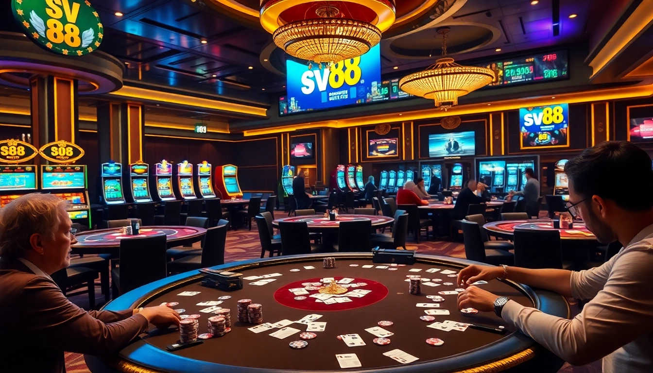 Players experience high-stakes excitement at sv 88's luxurious casino tables.
