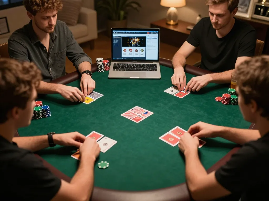 Engaging online poker gameplay at cm88 with players strategizing over a green felt table