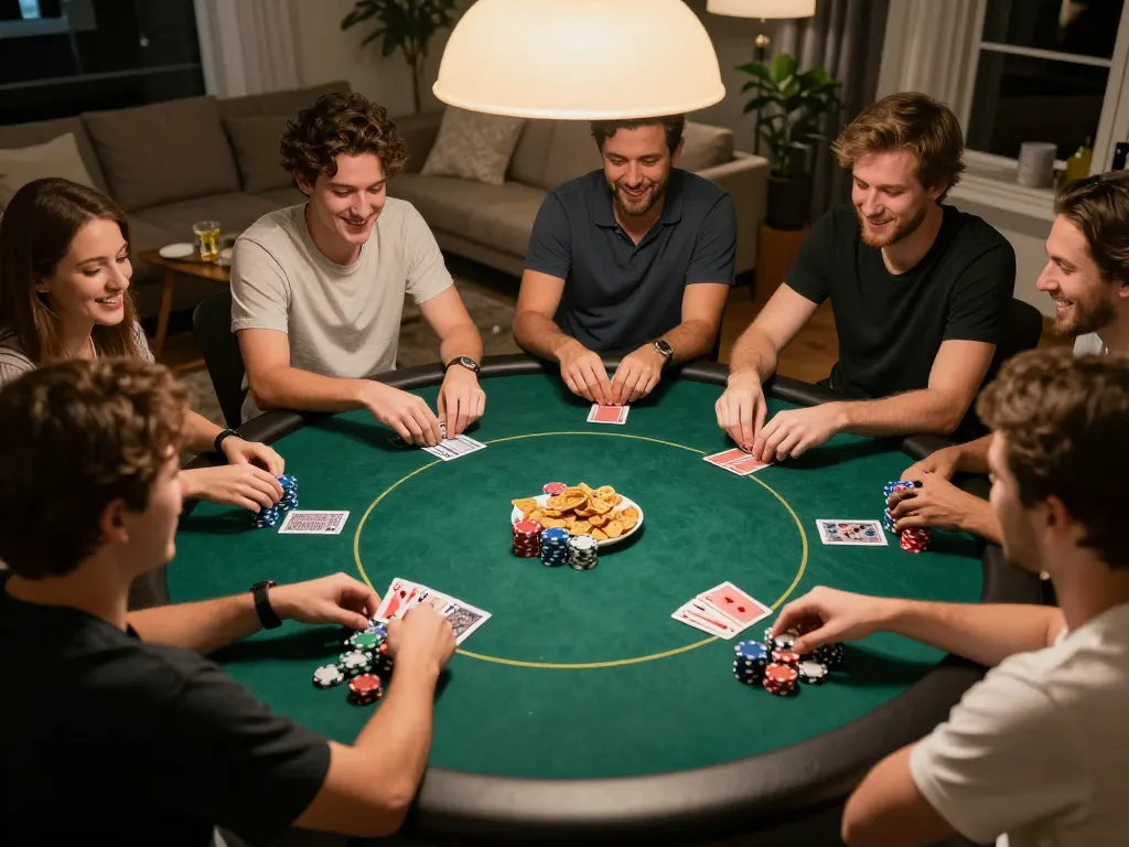 Players engaging in a thrilling poker game at home, showcasing the excitement of 13win gaming sessions.