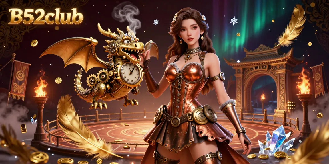 B52club offers an engaging casino experience with stunning graphics showcasing golden tokens and a vibrant atmosphere.