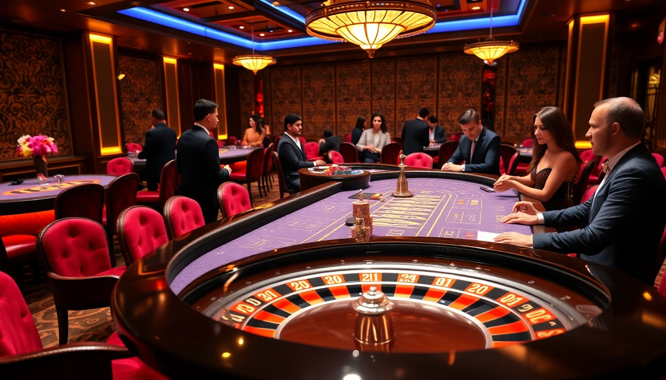 Experience the thrill of U31 gaming with vibrant tables and elegant decor in a luxurious casino atmosphere.