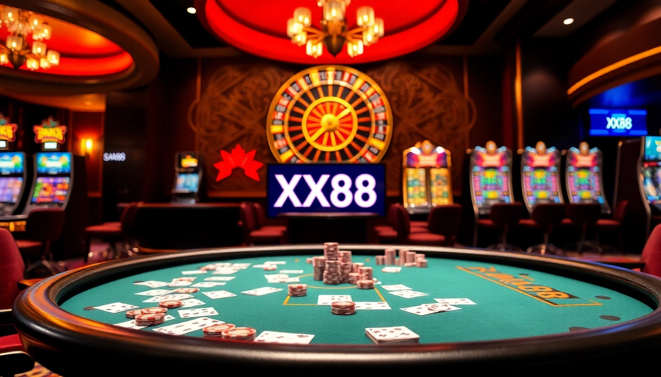 Experience the thrill of Baccarat at XX88 with vibrant casino tables and exciting games.