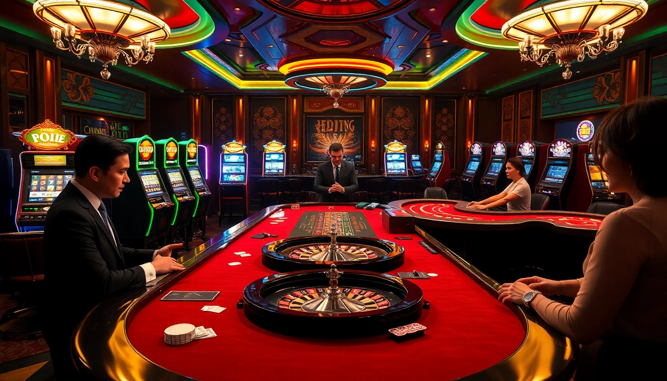 Experience the excitement of JBO with a vibrant casino scene featuring live games, poker chips, and colorful slot machines.