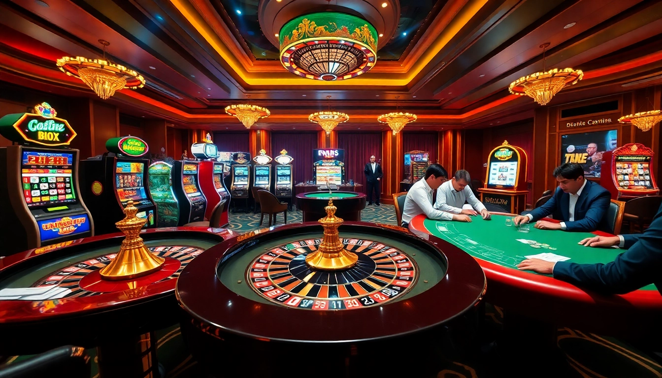 Engaging scene at https://debet.br.com/ featuring vibrant casino tables and players immersed in online gambling action.