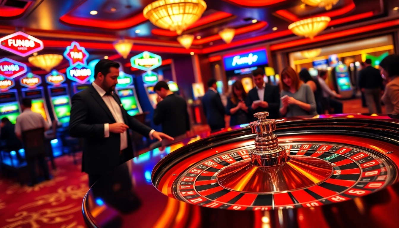 Experience the excitement of FUN88 at a luxurious casino with roulette and poker.