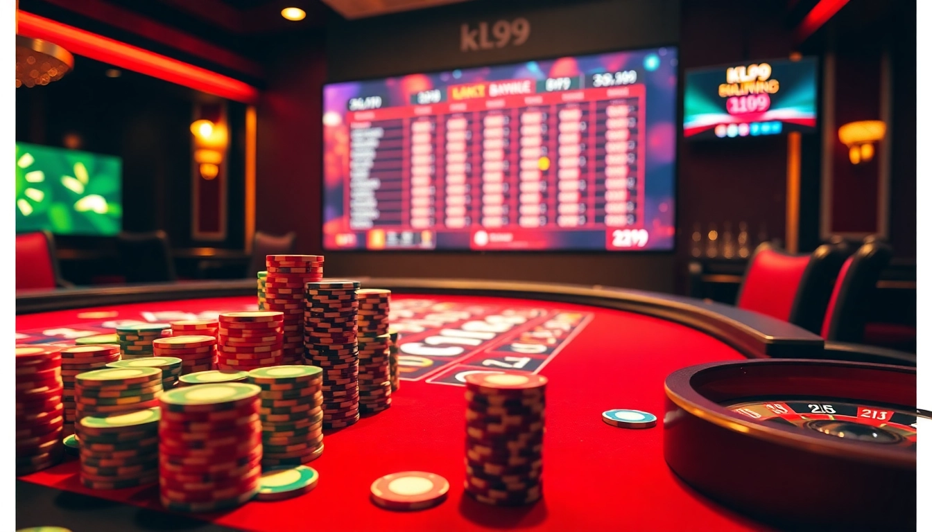 Experience an immersive KL99 blackjack game with vibrant chips and a skilled dealer.