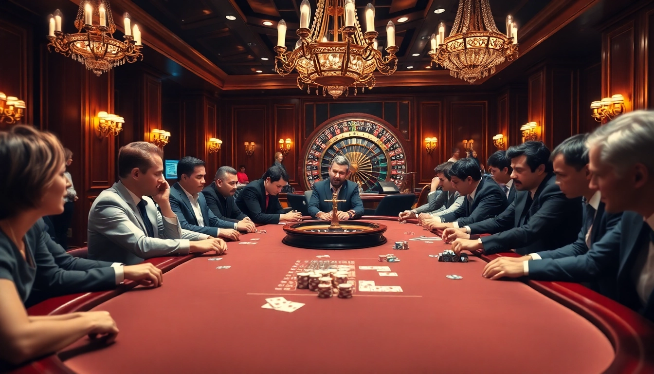 Experience the thrill of game 98win at a high-stakes poker table in a luxurious casino.