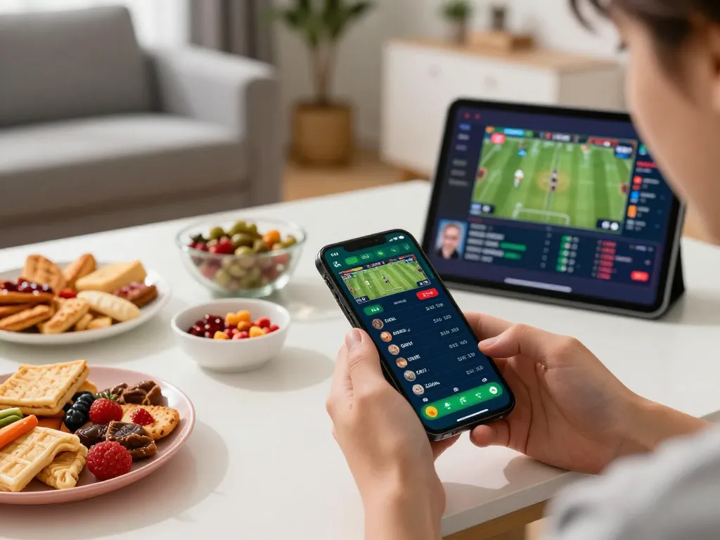 Tỷ lệ kèo nhà cái hôm nay displayed on smartphone, capturing the excitement of online sports betting.