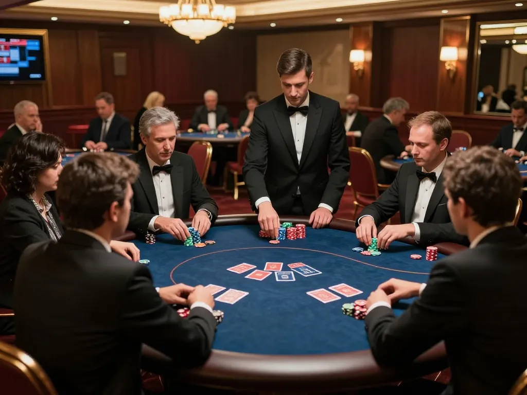 Engaging poker game scene at 789win1 casino showcasing intense player strategies.