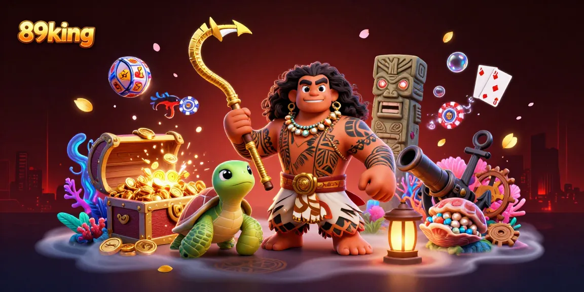 Engage in thrilling gameplay with 89king, featuring a vibrant 3D scene of gambling excitement.