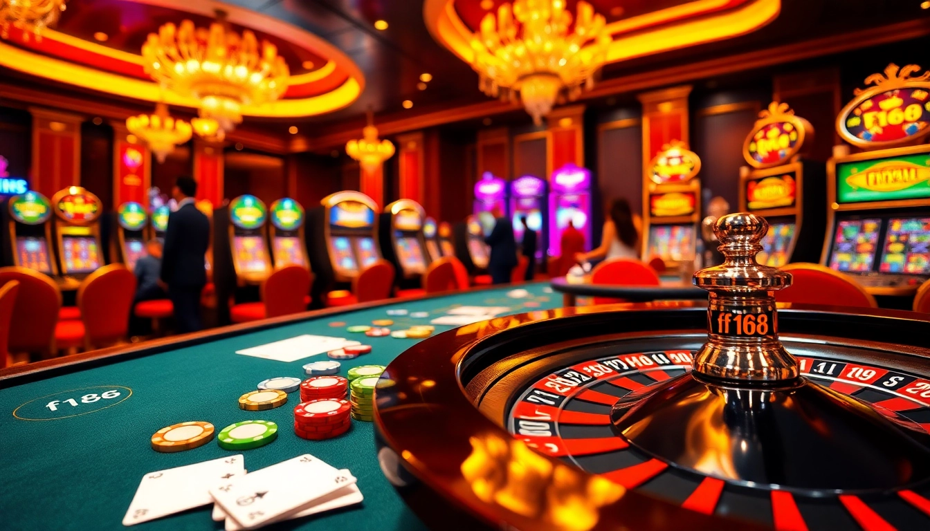 Experience the excitement of f168 casino with interactive gaming tables and vibrant slots.
