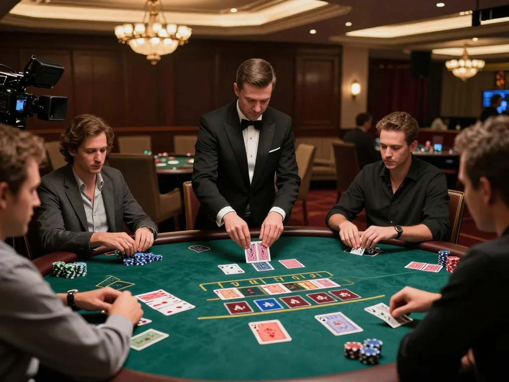 Players strategizing high-stakes blackjack at lv88's elegant casino tables.