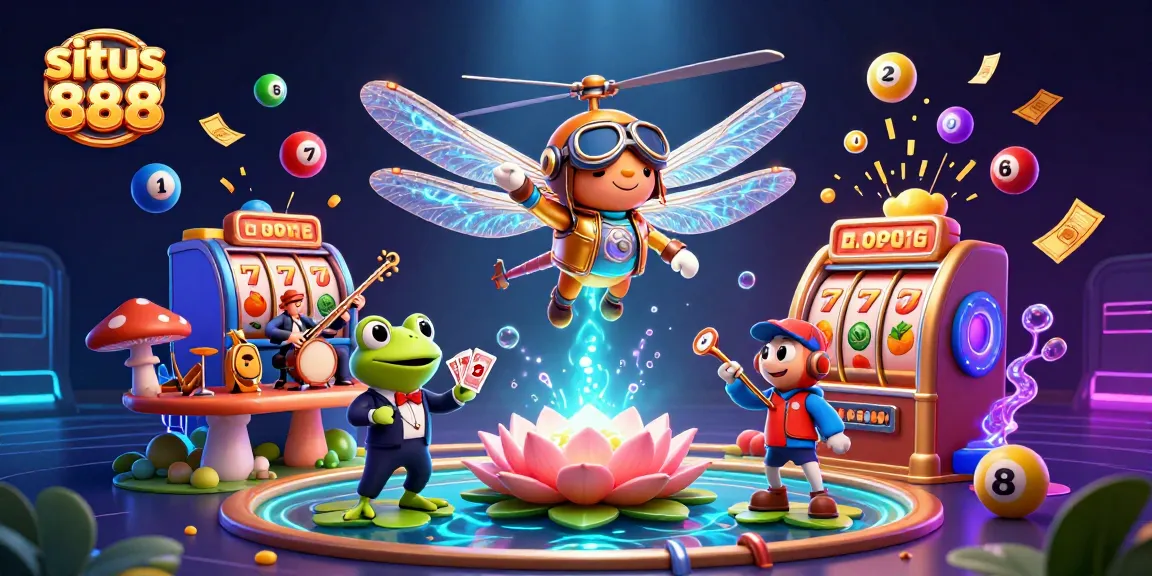Experience engaging wins at situs 888 with a vibrant 3D casino scene featuring dynamic game elements.