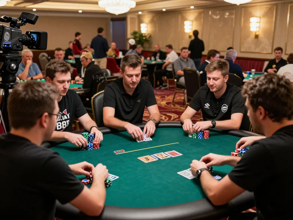 Players competing in a high-stakes poker game at a luxurious Net88 casino setting.