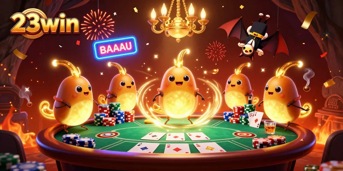 Experience the thrill of 23win's casino with vibrant glowworms lighting the table and confetti raining down.