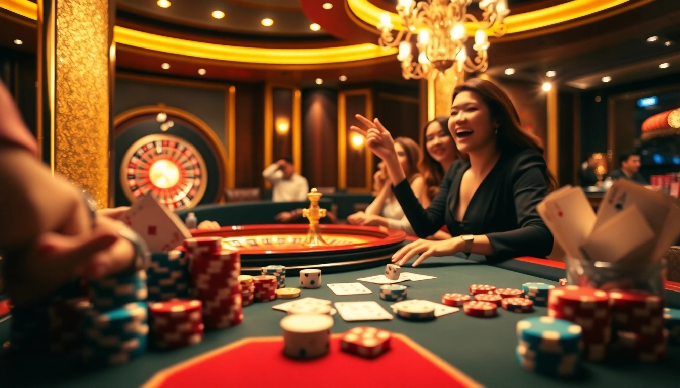 Exciting scene of a casino highlighting rr88 đăng nhập with vibrant gaming elements.