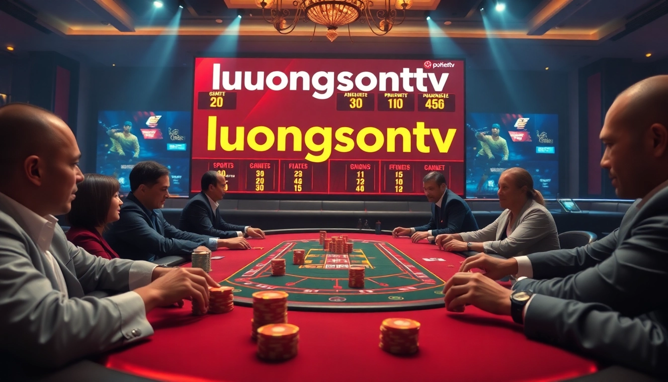 luongsontv elevates gambling excitement at a professional poker table in a luxurious casino setting