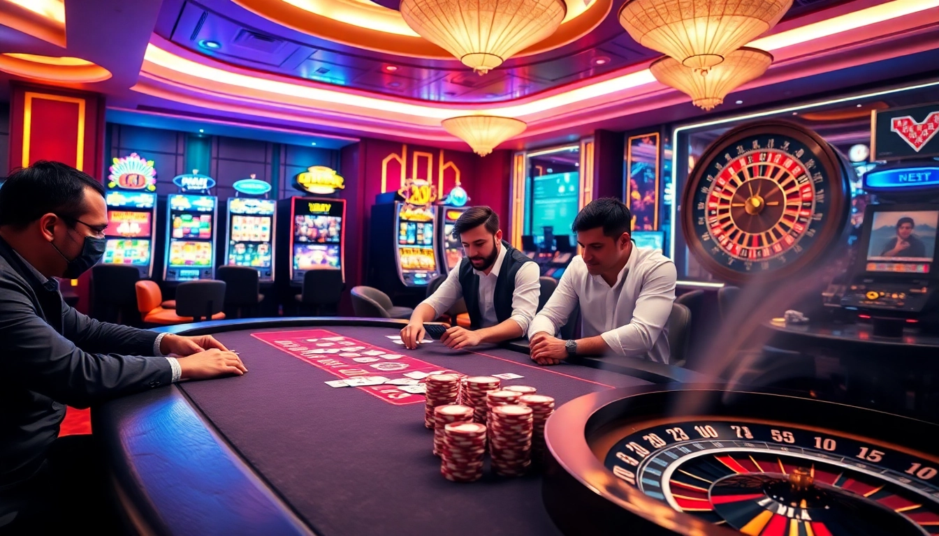 Engaged players at the UU88 casino table focused on winning bets.