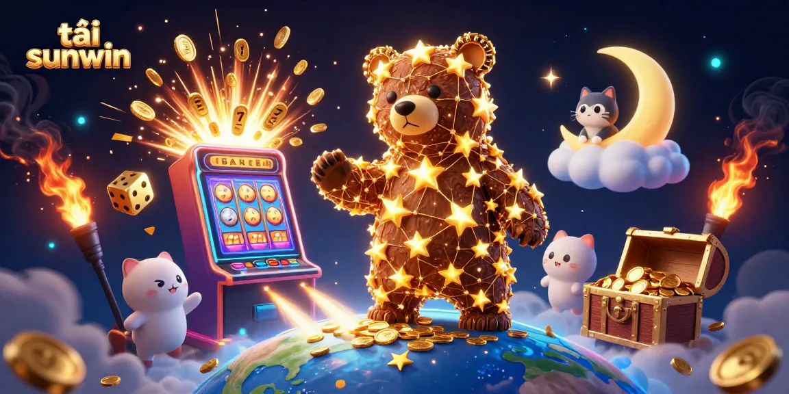 Engage in thrilling gameplay with tải sunwin as a constellation bear gathers coins amidst a dazzling jackpot.
