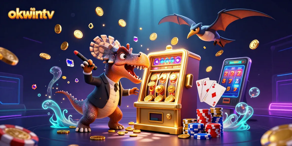 Experience thrilling gameplay at okwintv with a pachycephalosaurus hitting a jackpot slot machine.