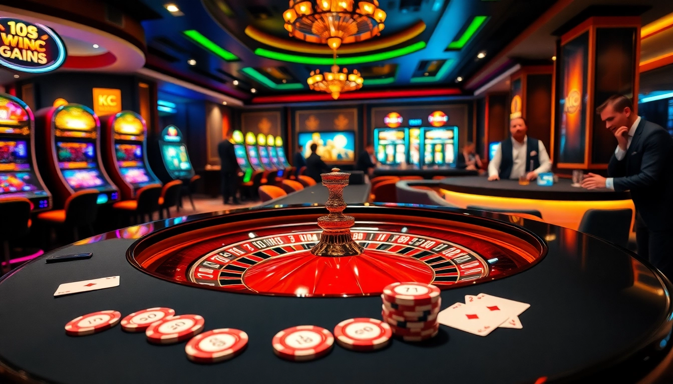 KJC casino players engaging in an exciting gambling experience at a luxurious roulette table.