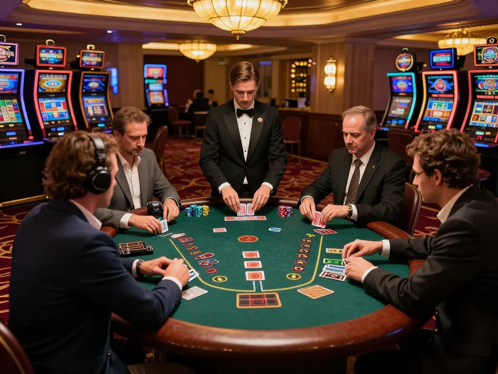 House players engage in intense gameplay at the luxurious nhà cái 79king blackjack table, showcasing strategic betting.