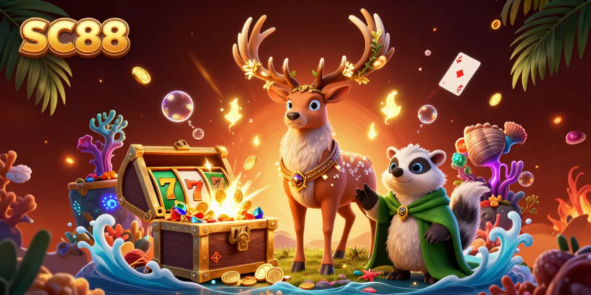 Experience the vibrant SC88 casino world with stunning slot reels and magical characters in action.