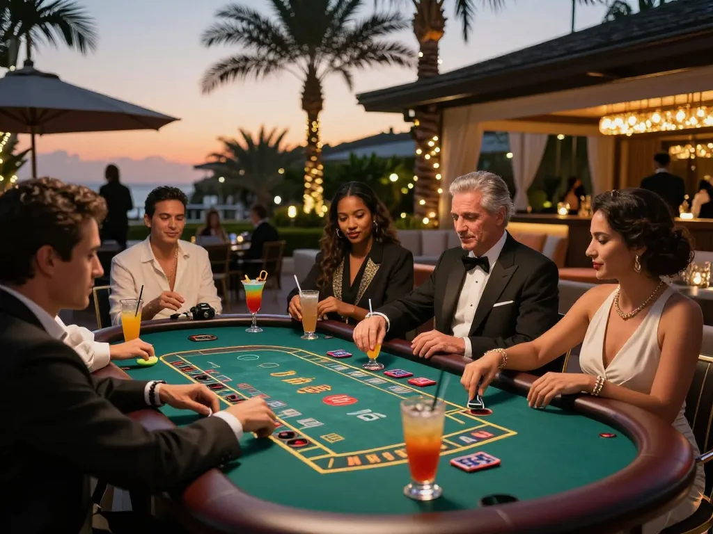 Experience exciting gameplay at vu88 during a glamorous casino night with live dealers.