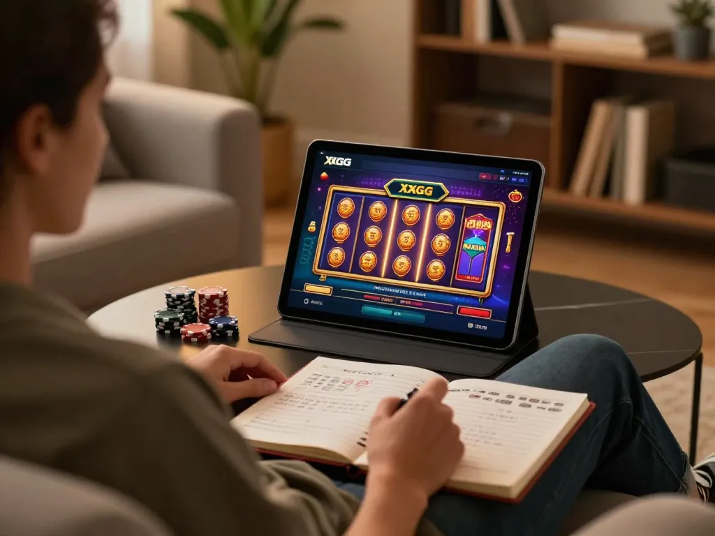 Engaging online gameplay with XXGG casino app displayed on tablet, showcasing dynamic betting strategy.