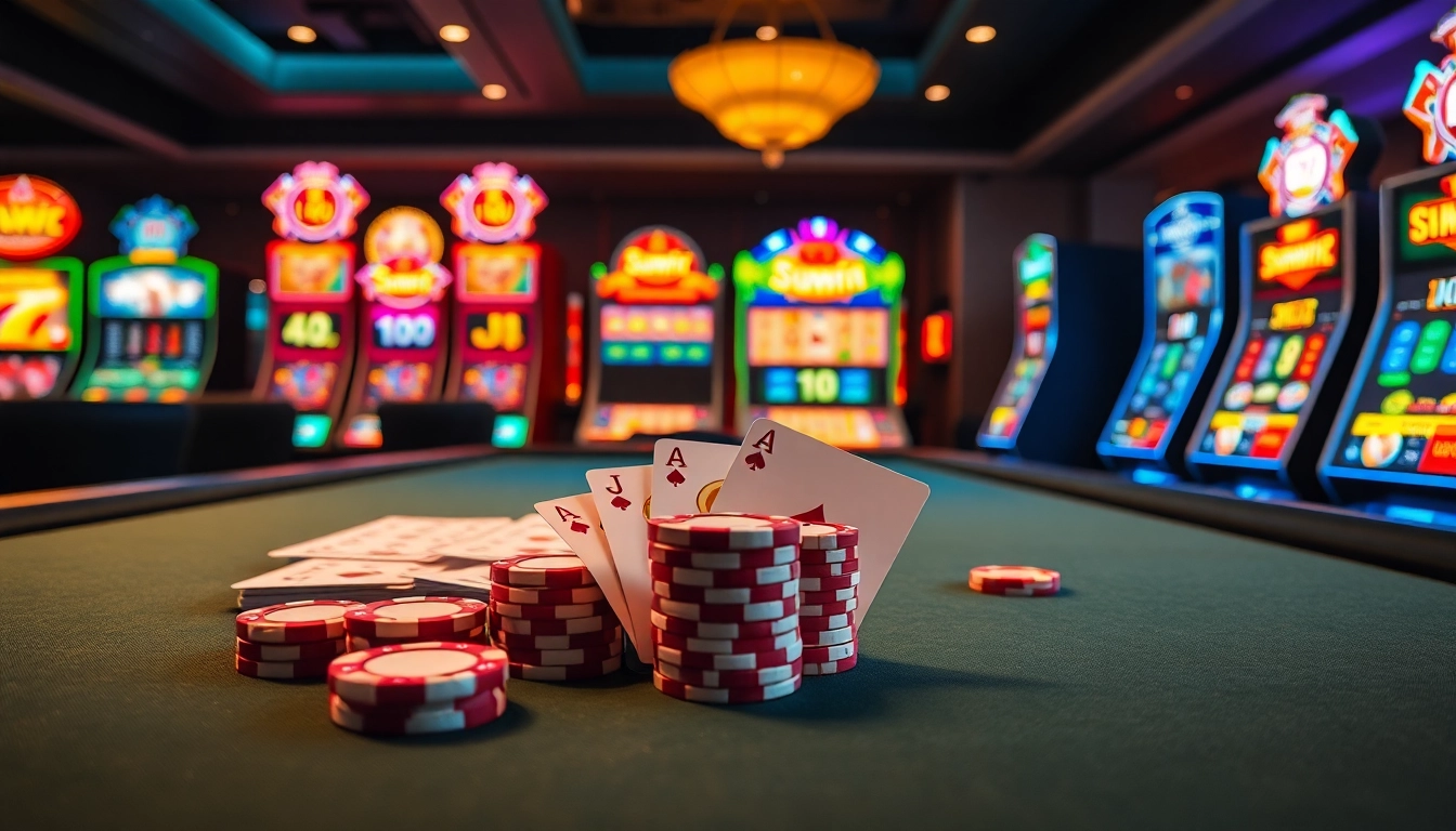 Engaged players at a Sunwin casino table during an exciting poker game.