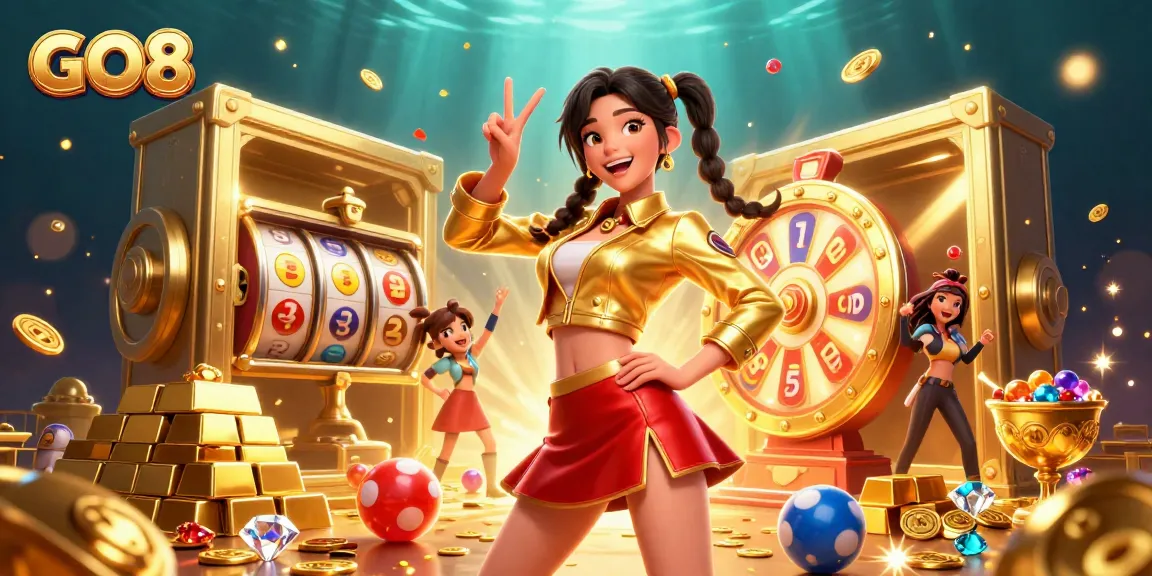 Experience GO8 winning moments in a vibrant casino scene with slots and jackpot excitement.