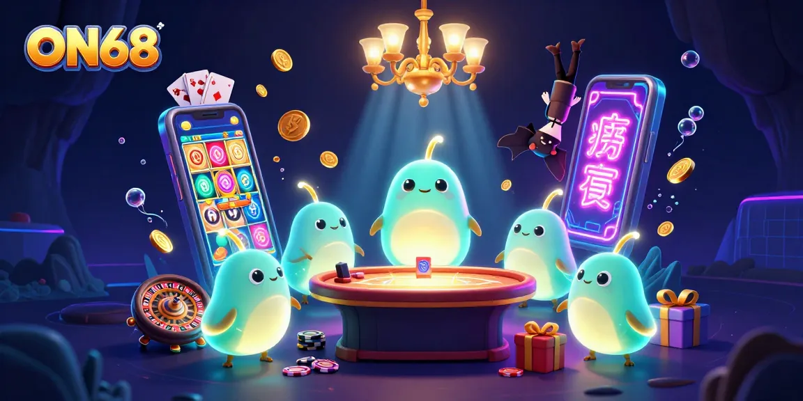 Experience the vibrant gameplay at ON68 with glowworms illuminating the cave casino.