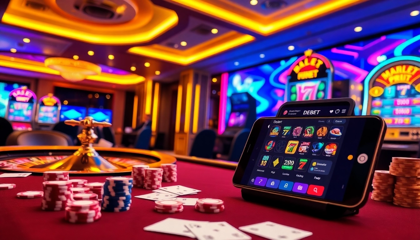 Experience the excitement of online gambling at https://debet2.app/ with vibrant casino visuals and lively gaming elements.