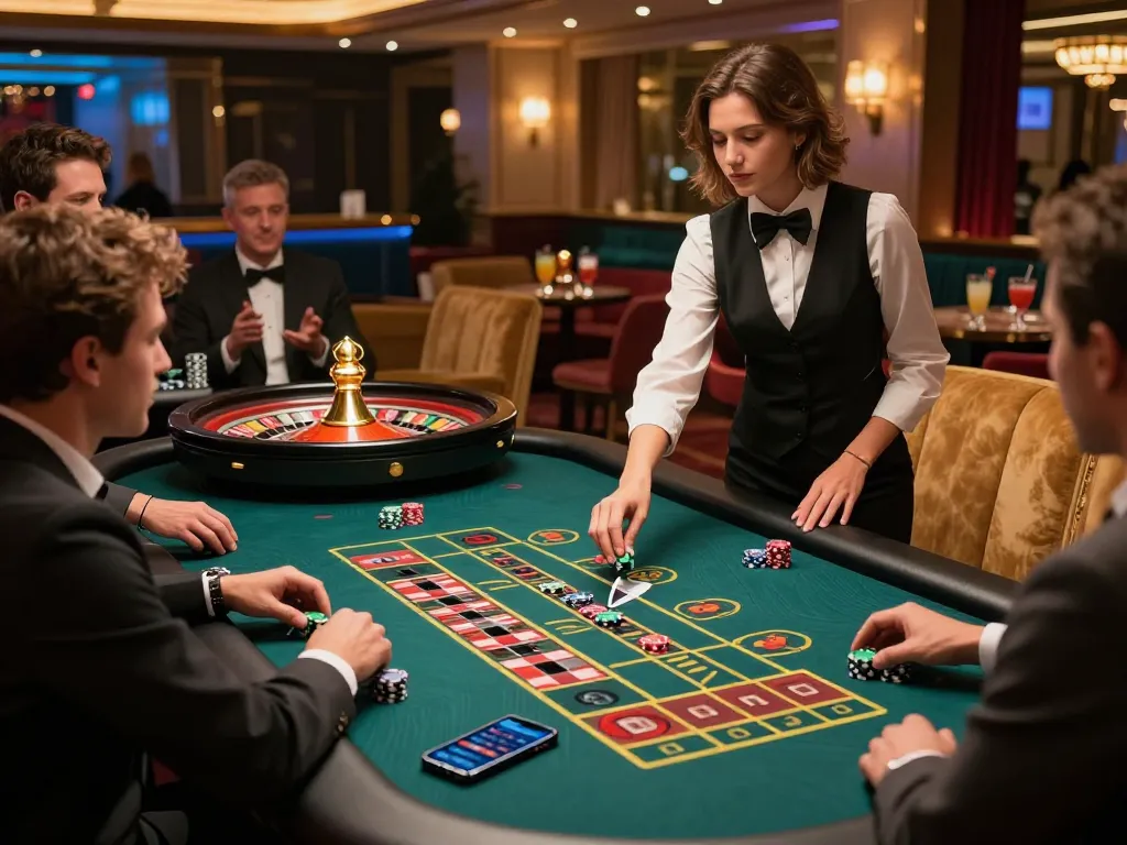 Experience the thrill of strategic roulette gameplay at ONE88 casino with friends.