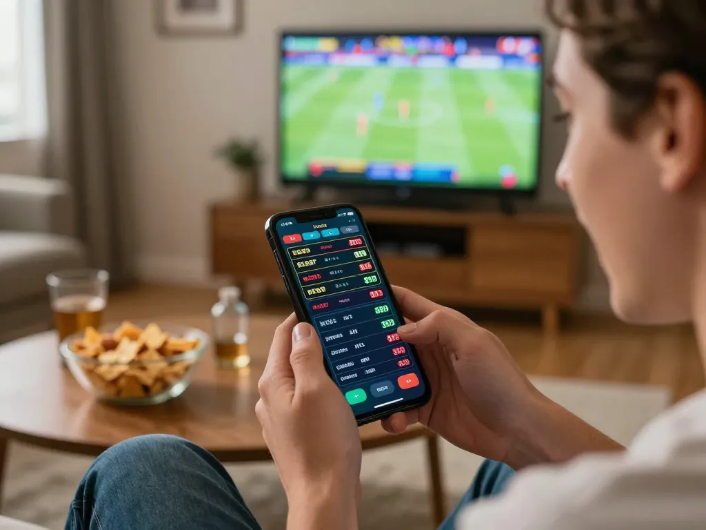 Engaging moment on https://lucky88.sbs/ as a player places bets on a mobile app during a live sports event